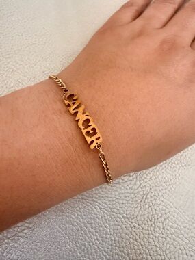 Gold Nameplate 'Cancer' Bracelet - Women's Jewelry